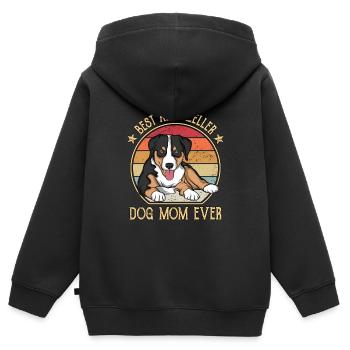 Appenzeller Sennenhund Kuscheltier Hund - Kinder Premium Organic Zip Hoodie - Schwarz - Hinten - AI Model Kid Male (0cm)