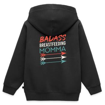 Badass Allaitement Mama Lactation Allaitement Mama Mam - Sweat Premium à capuche zippé enfant bio - noir - Dos - AI Model Kid Male (0cm)