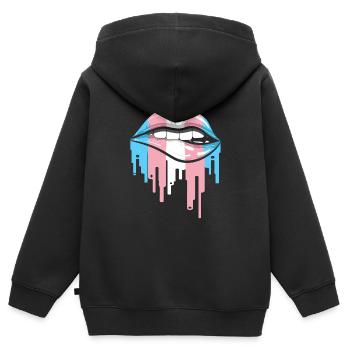 Transgender Lippen LGBTQ Pride Flagge Transgender - Kinder Premium Organic Zip Hoodie - Schwarz - Hinten - AI Model Kid Male (0cm)
