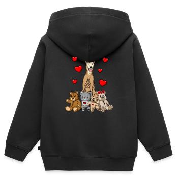Lévrier Galgo Espanol - Sweat Premium à capuche zippé enfant bio - noir - Dos - AI Model Kid Male (0cm)