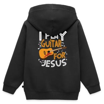 Guitar Player Jesus Guitar Jesus Guitar Player - Kinder Premium Organic Zip Hoodie - Schwarz - Hinten - AI Model Kid Male (0cm)