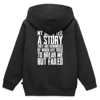My Scars Tell A Story 2 - Kids Premium Organic Zip-up Hoodie - black - Back - AI Model Kid Male (0cm)