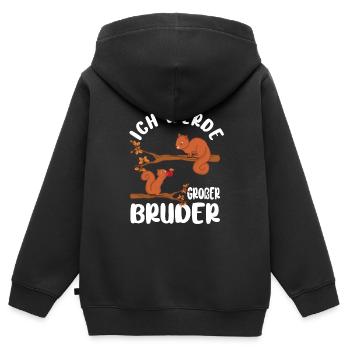 Ich werde Großer Bruder Baumfuchs Brüder - Kinder Premium Organic Zip Hoodie - Schwarz - Hinten - AI Model Kid Male (0cm)