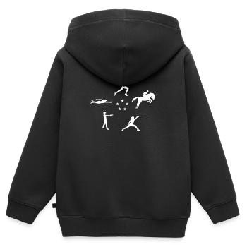 Pentathlon moderne - Sweat Premium à capuche zippé enfant bio - noir - Dos - AI Model Kid Male (0cm)
