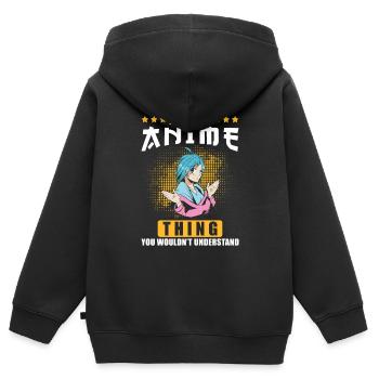 Anime - Sweat Premium à capuche zippé enfant bio - noir - Dos - AI Model Kid Male (0cm)