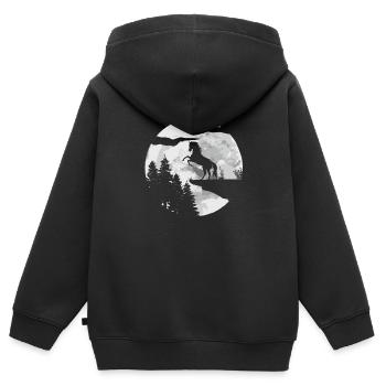 Cavalier Équitation Équitation - Sweat Premium à capuche zippé enfant bio - noir - Dos - AI Model Kid Male (0cm)