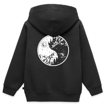 Mond Sonne Kreis dunkelheit und licht - Kinder Premium Organic Zip Hoodie - Schwarz - Hinten - AI Model Kid Male (0cm)