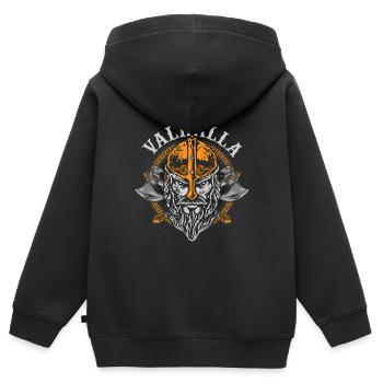 Chemise Valhalla Viking et Norsemen - Sweat Premium à capuche zippé enfant bio - noir - Dos - AI Model Kid Male (0cm)