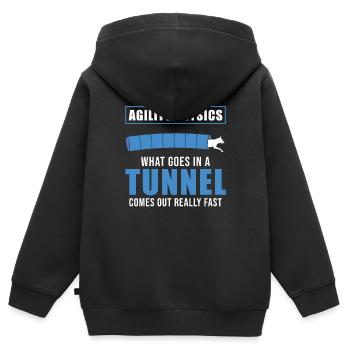 Agilité du chien - Sweat Premium à capuche zippé enfant bio - noir - Dos - AI Model Kid Male (0cm)
