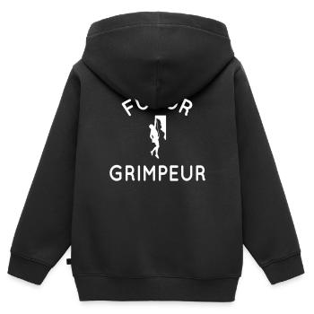 Futur grimpeur - Idée cadeau - Escalade - Sweat Premium à capuche zippé enfant bio - noir - Dos - AI Model Kid Male (0cm)