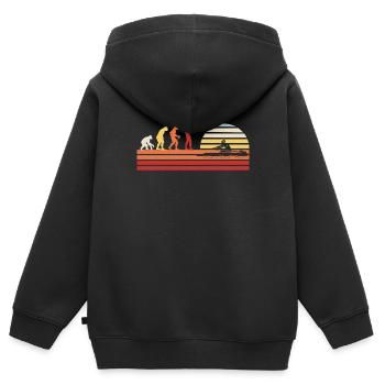 Aviron rétro Aviron Bateau à rames Aviron vintage - Sweat Premium à capuche zippé enfant bio - noir - Dos - AI Model Kid Male (0cm)