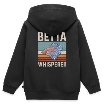 Betta Whisperer Angebot für einen - Kinder Premium Organic Zip Hoodie - Schwarz - Hinten - AI Model Kid Male (0cm)