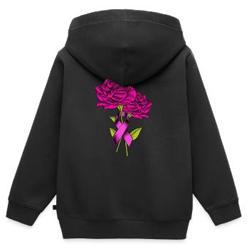 Cancer du sein - Sweat Premium à capuche zippé enfant bio - noir - Dos - AI Model Kid Male (0cm)