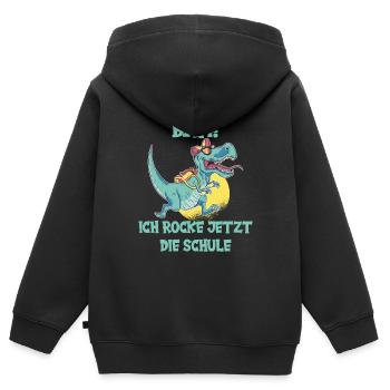 Bäm ich rocke jetzt die schule - Kinder Premium Organic Zip Hoodie - Schwarz - Hinten - AI Model Kid Male (0cm)