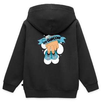 Garçon, Bébé Anonce de grossesse - Sweat Premium à capuche zippé enfant bio - noir - Dos - AI Model Kid Male (0cm)