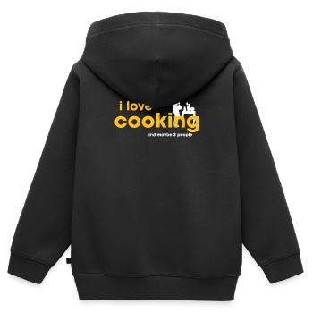 I Love Cooking - Kids Premium Organic Zip-up Hoodie - black - Back - AI Model Kid Male (0cm)