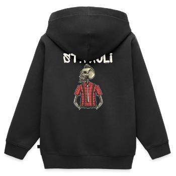 st paulianer st pauli design - Kinder Premium Organic Zip Hoodie - Schwarz - Hinten - AI Model Kid Male (0cm)