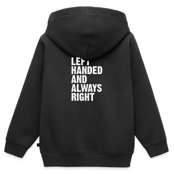 Cadeau gaucher gaucher - Sweat Premium à capuche zippé enfant bio - noir - Dos - AI Model Kid Male (0cm)