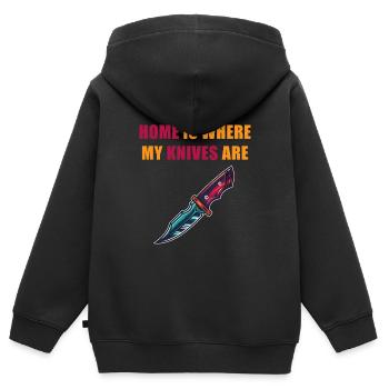 Home Is Where My Knives Are Collectors Culinary - Kids Premium Organic Zip-up Hoodie - black - Back - AI Model Kid Male (0cm)