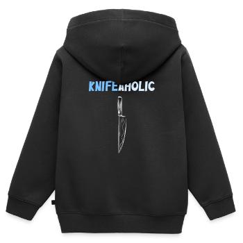 Knifeaholic Knife Collector Butcher Culinaire - Sweat Premium à capuche zippé enfant bio - noir - Dos - AI Model Kid Male (0cm)
