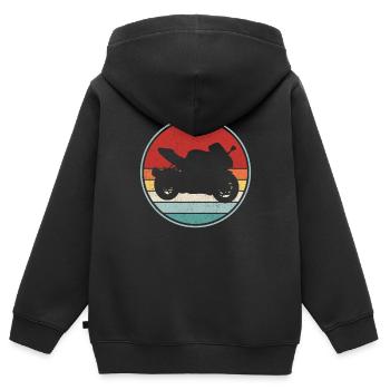 Biker Racer Motorrad Mountain Oldtimer Motor - Kinder Premium Organic Zip Hoodie - Schwarz - Hinten - AI Model Kid Male (0cm)
