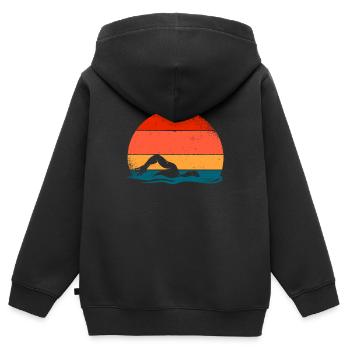 Schwimmen - Kinder Premium Organic Zip Hoodie - Schwarz - Hinten - AI Model Kid Male (0cm)