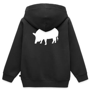 Wildschwein Waldtiere Tierliebhaber Geschenk - Kinder Premium Organic Zip Hoodie - Schwarz - Hinten - AI Model Kid Male (0cm)