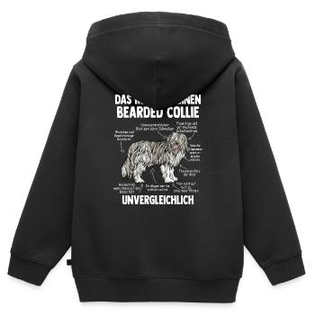 Bearded Collie - Kinder Premium Organic Zip Hoodie - Schwarz - Hinten - AI Model Kid Male (0cm)