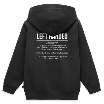 Définition gaucher Gaucher - Sweat Premium à capuche zippé enfant bio - noir - Dos - AI Model Kid Male (0cm)