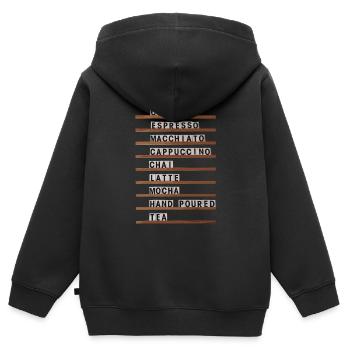 Kaffee Sorten Coffeeshop Barista Hipster - Kinder Premium Organic Zip Hoodie - Schwarz - Hinten - AI Model Kid Male (0cm)