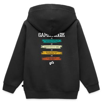 Gamer Logik - Kinder Premium Organic Zip Hoodie - Schwarz - Hinten - AI Model Kid Male (0cm)