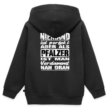 Pfälzer - Kinder Premium Organic Zip Hoodie - Schwarz - Hinten - AI Model Kid Male (0cm)