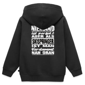 Skispringer - Kinder Premium Organic Zip Hoodie - Schwarz - Hinten - AI Model Kid Male (0cm)