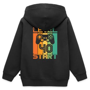 40e anniversaire Niveau 40 Début conception de jeux vidéo - Sweat Premium à capuche zippé enfant bio - noir - Dos - AI Model Kid Male (0cm)