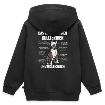 Bullterrier - Kinder Premium Organic Zip Hoodie - Schwarz - Hinten - AI Model Kid Male (0cm)