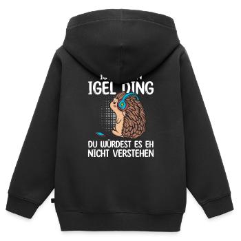Igel - Kinder Premium Organic Zip Hoodie - Schwarz - Hinten - AI Model Kid Male (0cm)