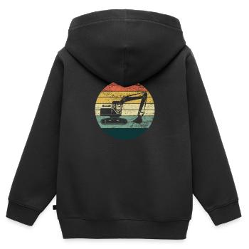 Excavatrices Conducteurs d’excavatrices Excavatrices Chantier de construction Construction de routes - Sweat Premium à capuche zippé enfant bio - noir - Dos - AI Model Kid Male (0cm)