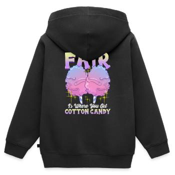 À la foire, vous pouvez obtenir de la barbe à papa - Sweat Premium à capuche zippé enfant bio - noir - Dos - AI Model Kid Male (0cm)
