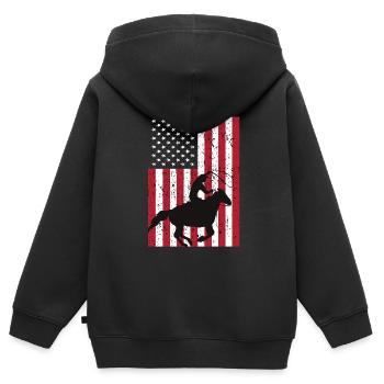 Équitation de rodéo - Sweat Premium à capuche zippé enfant bio - noir - Dos - AI Model Kid Male (0cm)
