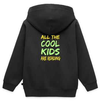 Tous les enfants cool lisent - Sweat Premium à capuche zippé enfant bio - noir - Dos - AI Model Kid Male (0cm)