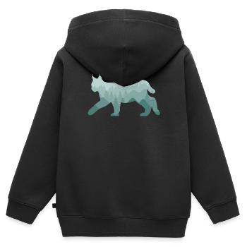 Luchs Rotluchs Wald Natur Landschaft Geschenk - Kinder Premium Organic Zip Hoodie - Schwarz - Hinten - AI Model Kid Male (0cm)