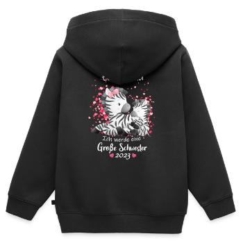 Ich Werde Eine Große Schwester 2023 - Kinder Premium Organic Zip Hoodie - Schwarz - Hinten - AI Model Kid Male (0cm)