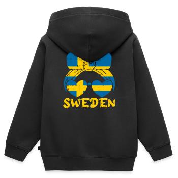 Suède - Sweat Premium à capuche zippé enfant bio - noir - Dos - AI Model Kid Male (0cm)