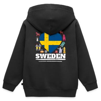 Suède - Sweat Premium à capuche zippé enfant bio - noir - Dos - AI Model Kid Male (0cm)