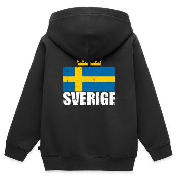Suède - Sweat Premium à capuche zippé enfant bio - noir - Dos - AI Model Kid Male (0cm)