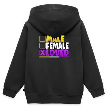 Male Female Loved LGBT Pride Month - Kinder Premium Organic Zip Hoodie - Schwarz - Hinten - AI Model Kid Male (0cm)
