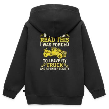 Abschleppwagen Abschleppdienst Abschlepper - Kinder Premium Organic Zip Hoodie - Schwarz - Hinten - AI Model Kid Male (0cm)
