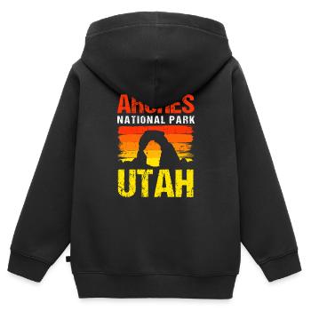 Parc national des Arches utah - Sweat Premium à capuche zippé enfant bio - noir - Dos - AI Model Kid Male (0cm)