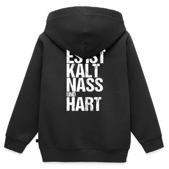 Es Ist Kalt Nass Und Hart Wild Survival - Kinder Premium Organic Zip Hoodie - Schwarz - Hinten - AI Model Kid Male (0cm)