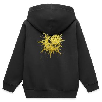 Spirituelle Liebe Sonne und Mond heilige Symbolik - Kinder Premium Organic Zip Hoodie - Schwarz - Hinten - AI Model Kid Male (0cm)